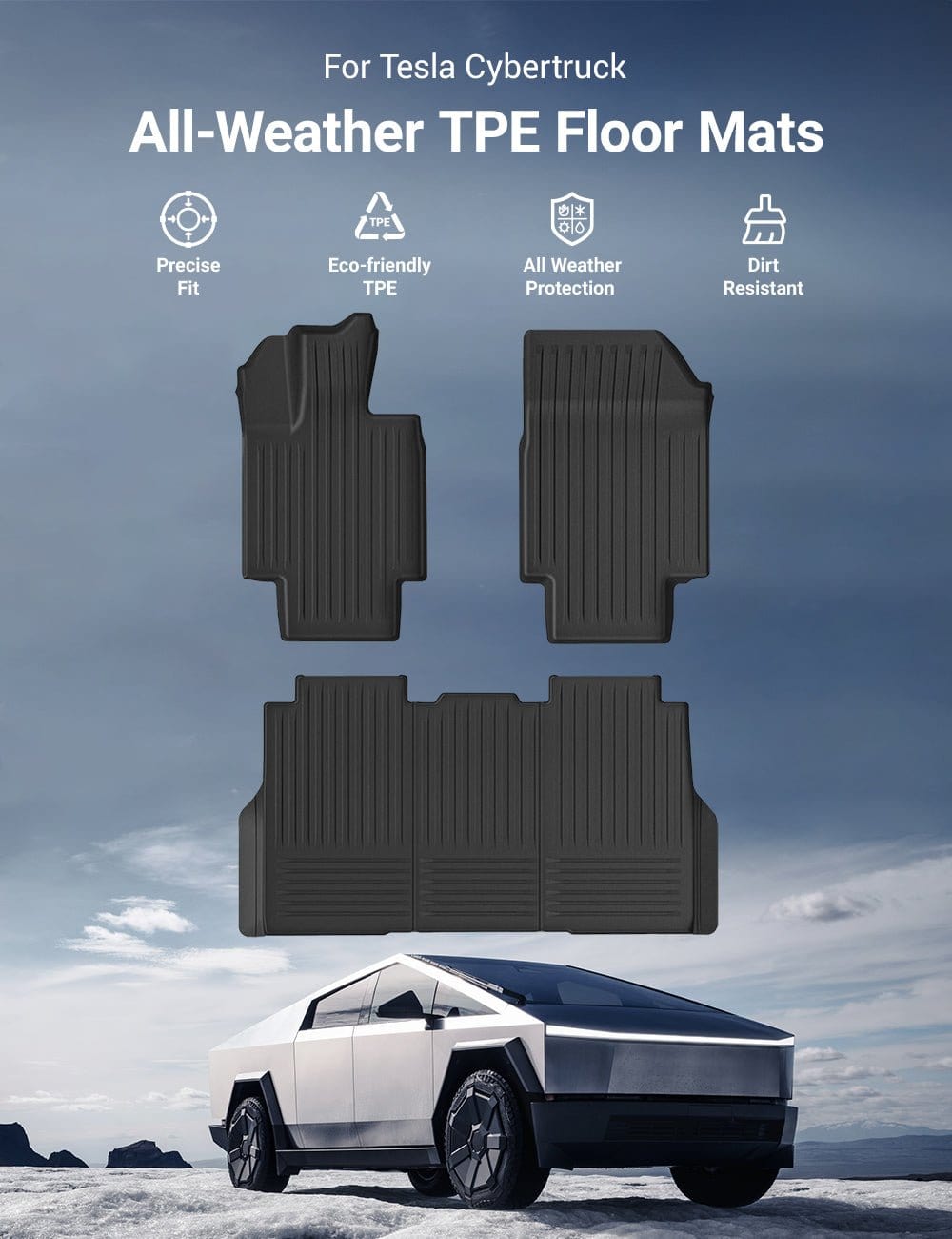 All Weather TPE Floor Mats for Tesla Cybertruck 2023.12-ON